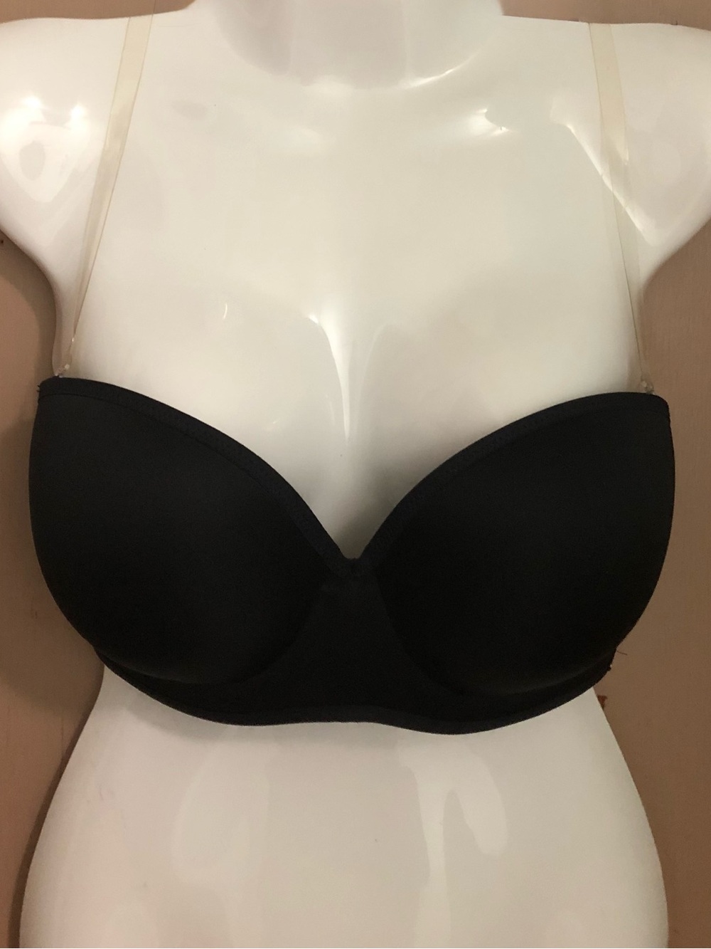 Le Mystere 34DD/E Black Convertible Multiway Underwire Bra Clear Straps